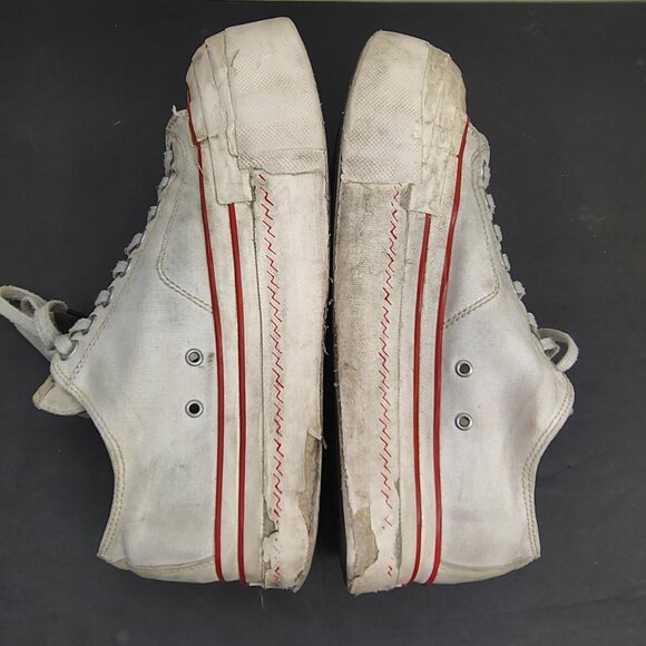 VISVIM Skagway G Patten Mens Size 8 White Red Stripe Canvas Leather Sneakers - Picture 15 of 16